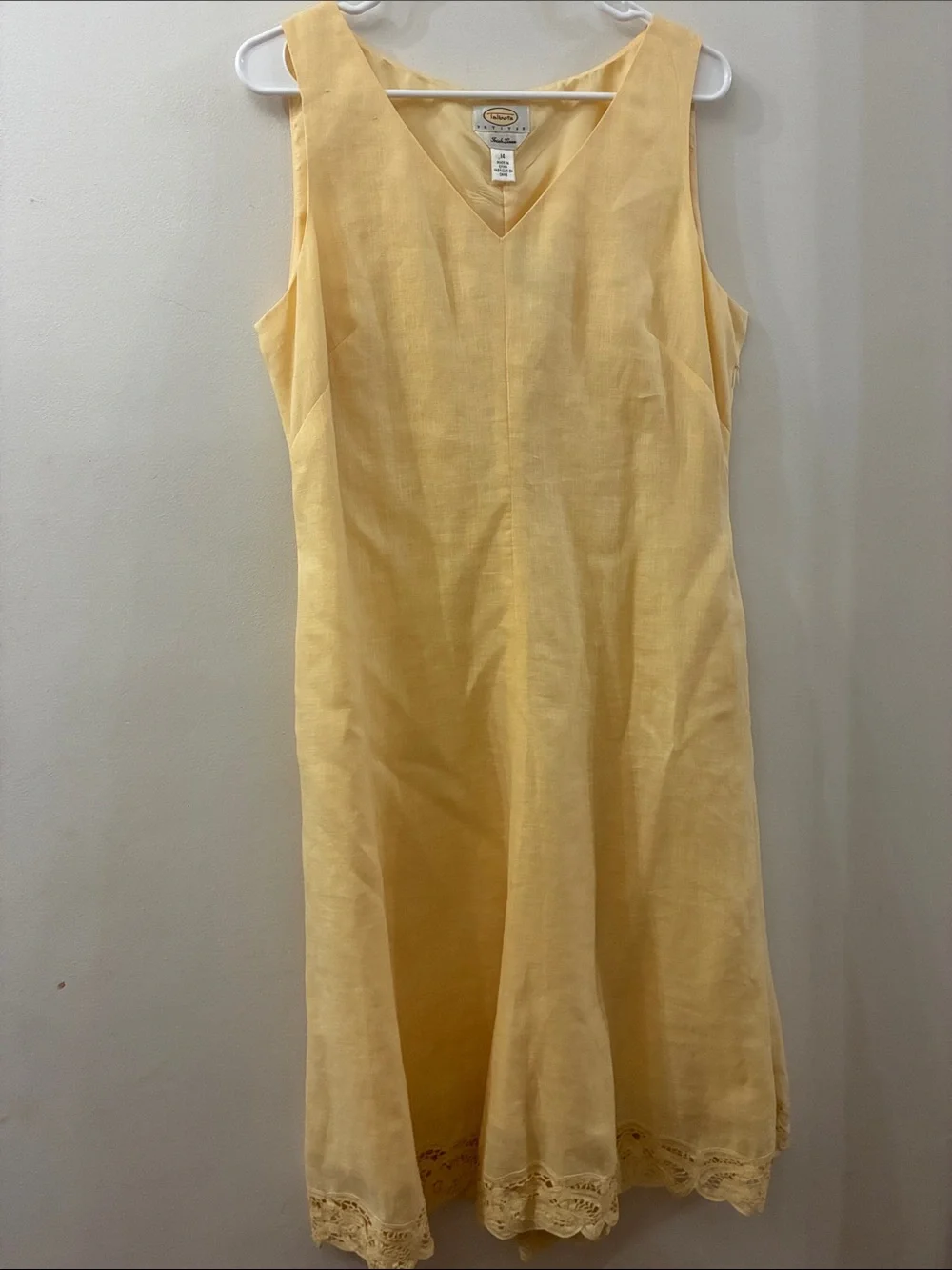 Talbots NWT Classic Yellow Sleeveless Irish Linen Dress - size 14P
